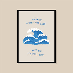 Ocean waves vector art print poster for your wall art gallery	
