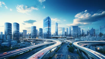 Deurstickers Moskou Futuristic City Scape in Osaka Wide Lens