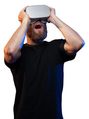 Man using VR glasses or goggles