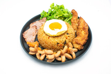 american rice fried ,thai food isolate on white