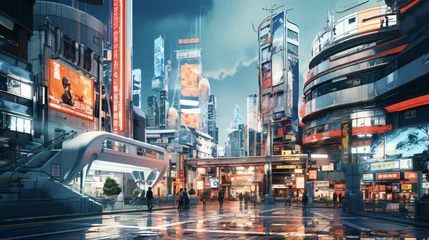 Foto op Plexiglas Futuristic City Scape in Osaka Wide Lens © khan