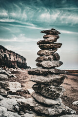 stack of stones on the beach