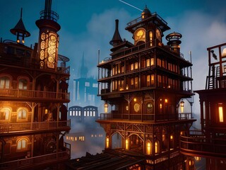 steampunk industrial-age architecture