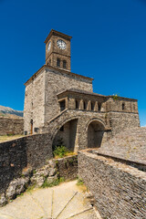 Footpath at the Clock Tower in the Ottoman Castle Fortress of Gjirokaster or Gjirokastra. Albania, Kulla e Sahatit