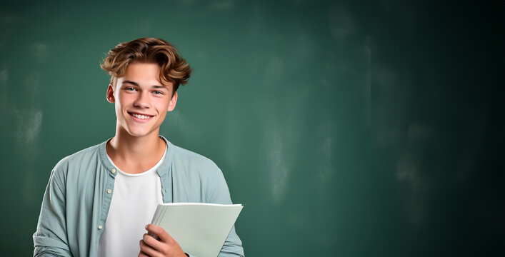 élève devant un tableau d'école avec des feuilles blanches dans la main, cours particuliers
