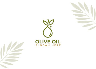 Olive logo icon design template with line art style, cosmetics and beauty food natural extra virgin oil