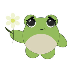 Baby frog smiling in a kawaii style