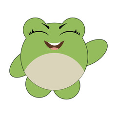 Baby frog smiling in a kawaii style