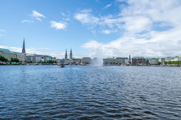 view of the river and the town hamburg 