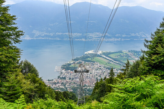 Cardada, Aussicht, Lago Maggiore, See, Luftseilbahn, Wanderweg, Flussdelta, Maggia-Delta, Locarno, Ascona, Maggia, Fluss, Sommer, Tessin, Schweiz