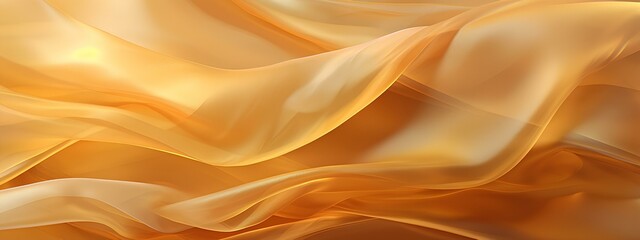 Fototapeta premium Texture, yellow-gold silk translucent fabric with pleats, abstract background, fabric pattern.