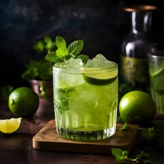 mojito cocktail with lime and mint