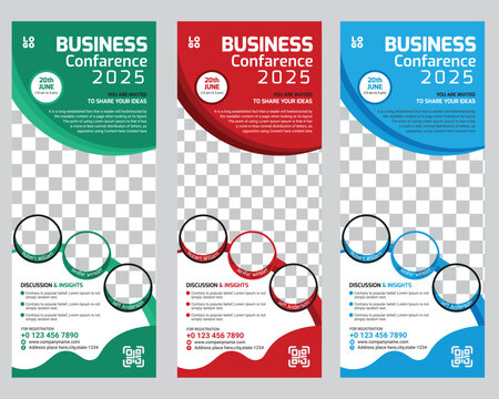 Corporate rollup banner template, roll-up banner stand template design, advertisement, pull-up, Vertical roll-up template billboard, banner and display banner, Poster for conference, forum, shop