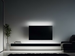modern living room with tv and cabinet