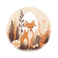 Forest landscape with grass and animals, vector illustration inspired by nature