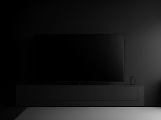 tv on a dark black wall
