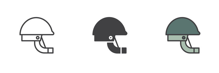 Military helmet different style icon set