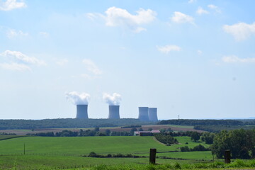 Fototapeta na wymiar long distance view to nuclear Cattenom from the north