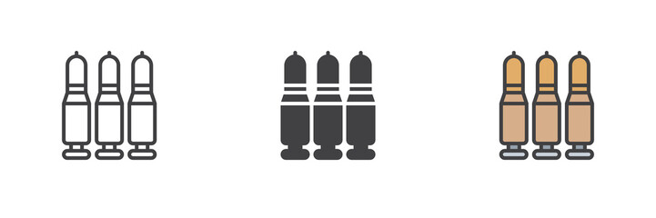 Military bombs different style icon set