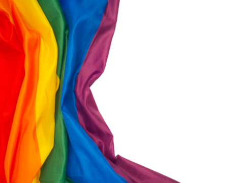 Part of the rainbow flag or LGBTQ flag is on a transparent background. Pride month