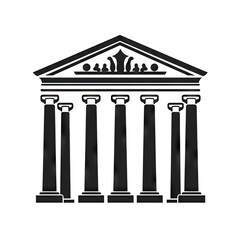 Greek Temple Icon, Europe Palace Isolated, Parthenon Silhouette, Historical Architecture, Acropolis