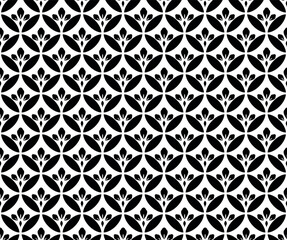 Flower geometric pattern. Seamless vector background. Black and white ornament