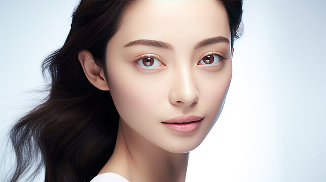 Portrait of a beautiful Asian woman. Skin care concept