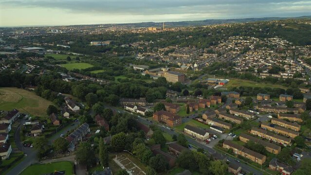 Establishing Drone Shot Over Gaisby and Looking Towards Bradford City Centre