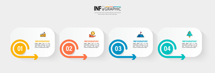 Four steps business infographics template vector