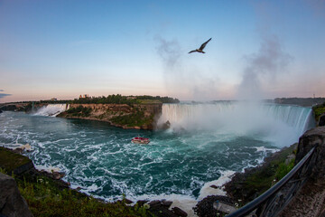 Fisheye view of Niagara Falls waterfalls