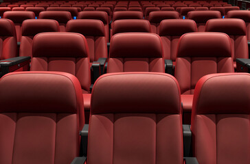 Crimson Seating Symphony: A Visual Ode to Cinematic Comfort