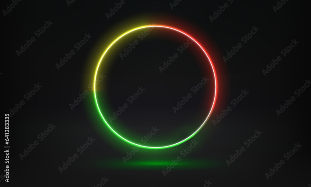 Aufkleber abstract studio with glowing circle frame of neon light. 3d vector illustration