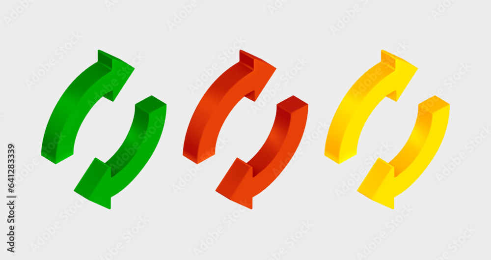 Aufkleber Two arrow in the circle. Update, upgrade, refresh symbol. 3d vector icons isolated on white background