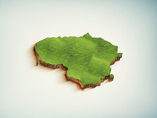 High-qualityLithuania 3D soil map, Lithuania 3D soil map render.
