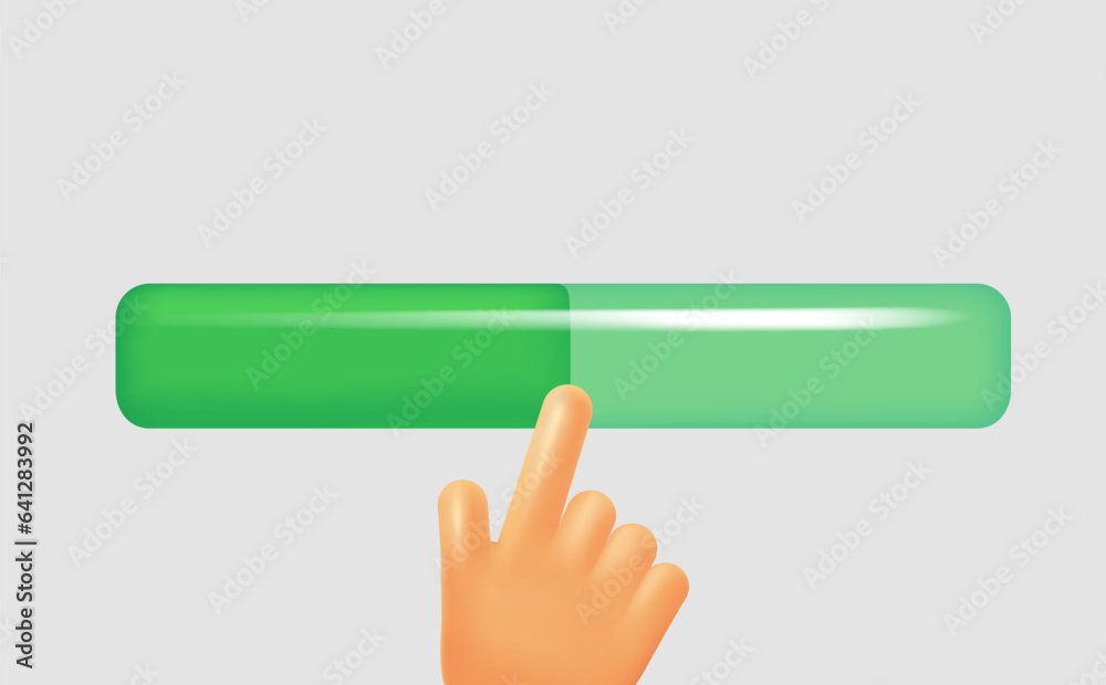 Aufkleber Progress bar with pionting finger. Loading data concept. 3d vector illustration

