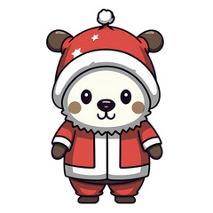 Cute Christmas Panda Clipart Illustration