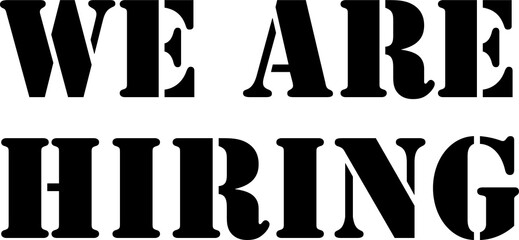 Digital png of we are hiring text in black capital letters on transparent background
