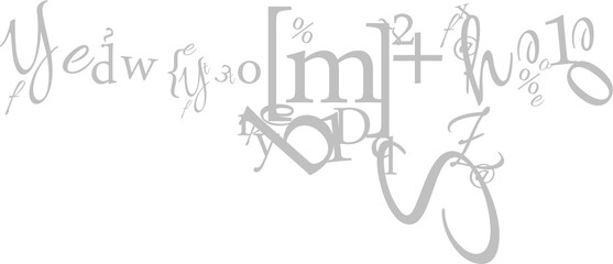 Digital png illustration of mixed letters, numbers and characters text on transparent background