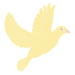 飛ぶ　黄色の鳥　シンプル　イラスト　単品