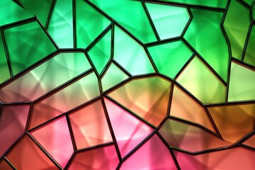 Stained glass pink and green color palette. Abstract geometric background. stylish Interior Decorating . Vintage pattern.