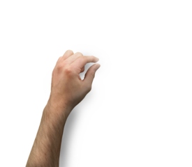 Digital png illustration of caucasian male hand pinching spotlight on transparent background