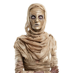 Obraz premium Halloween costumes - Front view mid shot of white woman dressed as mummy isolated on white transparent background