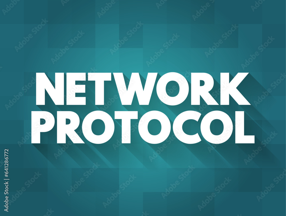 Poster Network Protocol - set of established rules that specify how to format, send and receive data, text concept background