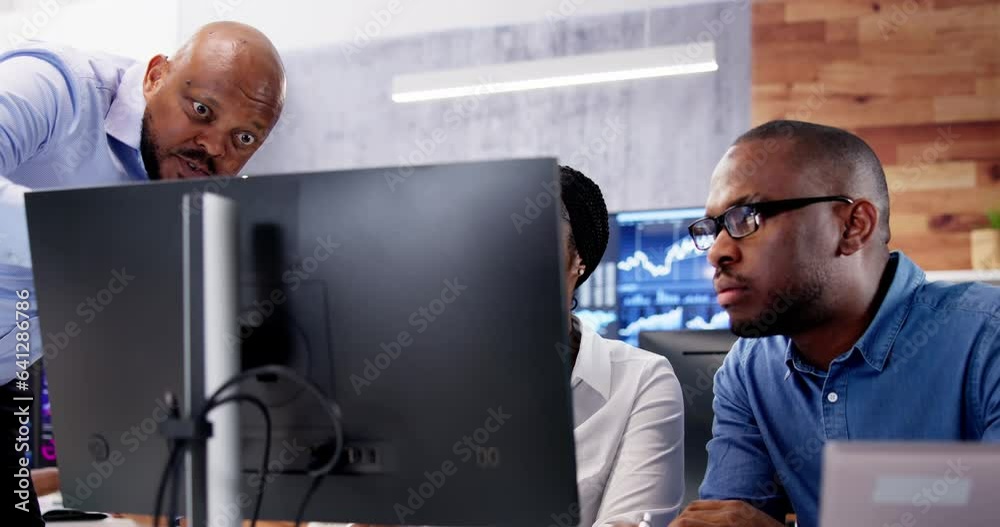 Poster African Financial Data Analysts Using Dashboard On Screens