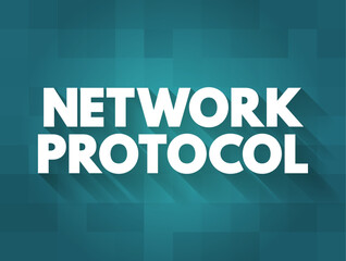 Network Protocol - set of established rules that specify how to format, send and receive data, text concept background