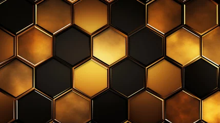 Fotobehang Elegant gold geometric seamless pattern with hexagons tiles. © Ziyan Yang