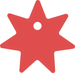 Digital png illustration of red star with copy space on transparent background