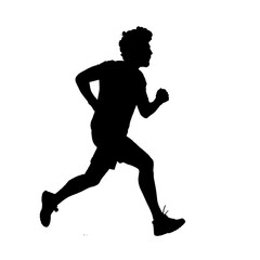 Silhouette running.This is men and women run exercise for Health At area Stadium Outdoors on white background.