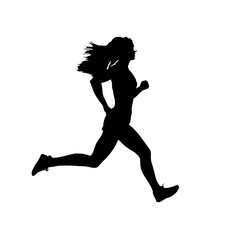 Silhouette running.This is men and women run exercise for Health At area Stadium Outdoors on white background.