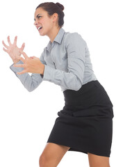 Digital png photo of angry caucasian businesswoman on transparent background